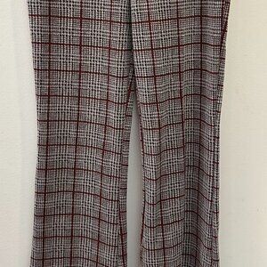 Neutral Stretch Plaid Bootcut Pants